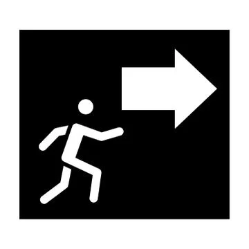 Exit with arrow sign solid icon. Evacuation vector illustration isolated on Illustrazione stock