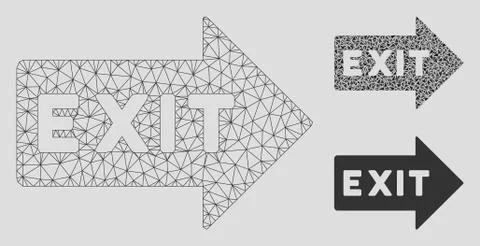 Exit Arrow Vector Mesh 2D Model and Triangle Mosaic Icon Illustrazione stock