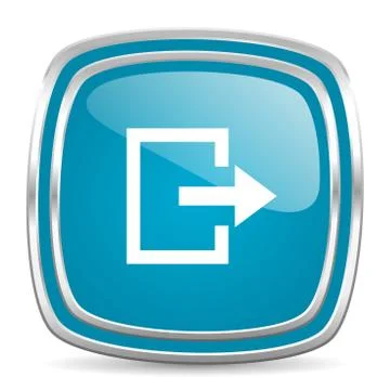 Exit blue glossy icon Stock Illustration