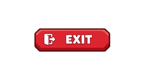 Exit button animated red UI button with door icon bouncing and clicking 4k .. Stock Footage 341906221