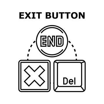 Exit button concept illustrating ending and closing actions Stockillustratie