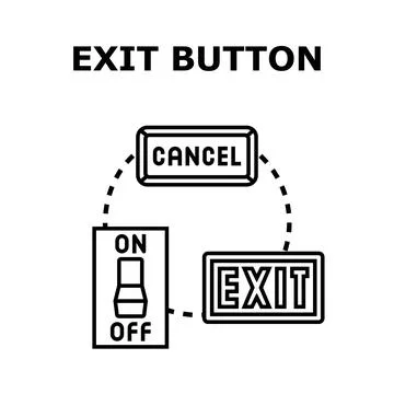 Exit button concept for user interface design Stock Illustration