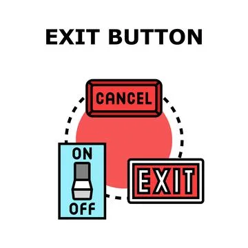 Exit button concept for user interface design Stock Illustration