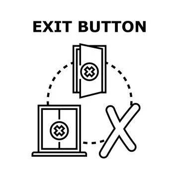 Exit button concept vector icon removing application Stock Illustration