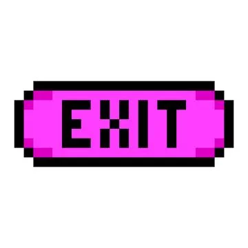 Exit button quit menu option control pixel art style icon pink magenta color Stock Illustration