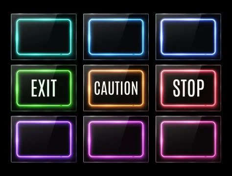 Exit caution stop light sign Color rectangle frame Stock Illustration