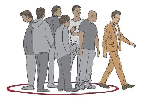 Exit from the circle Stock Illustration