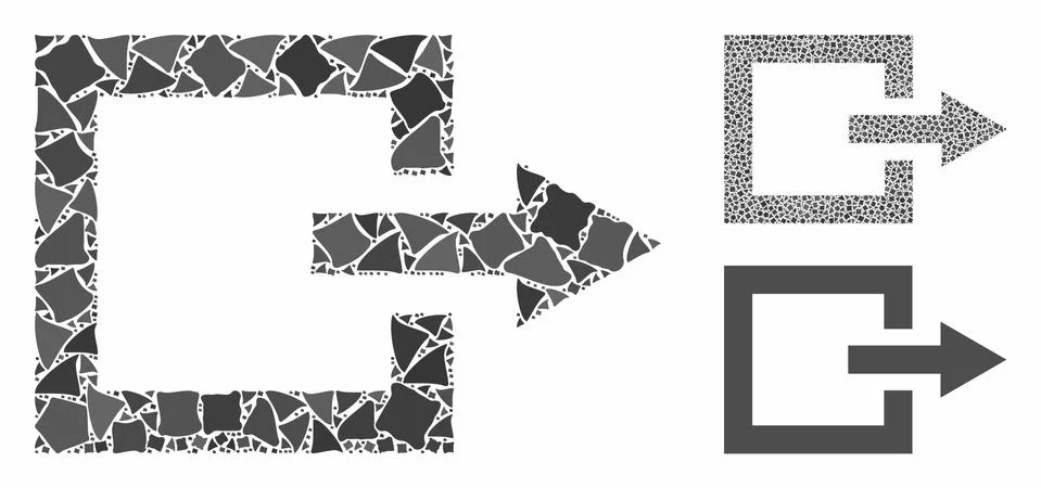 Exit Composition Icon of Bumpy Pieces Stock Illustration