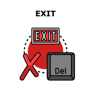 Exit concept deleting data and closing applications Stock Illustration