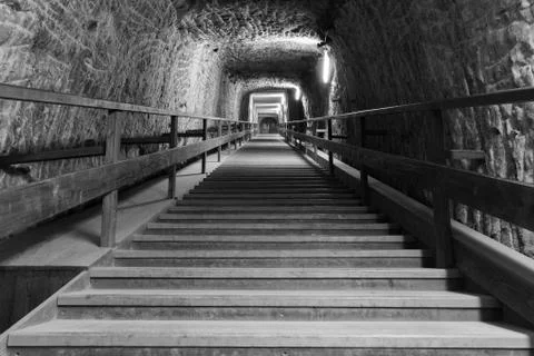 Exit corridor from salt mine Stock Photos