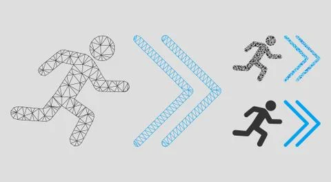 Exit Direction Vector Mesh 2D Model and Triangle Mosaic Icon Illustrazione stock