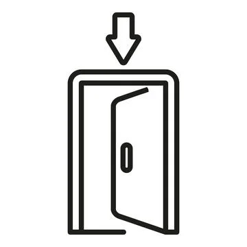 Exit door icon outline vector. Alarm person Ilustración de archivo