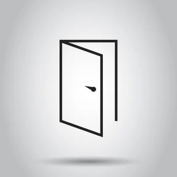 Exit door in line style icon. Vector illustration on isolated background. Bus Stock Illustration