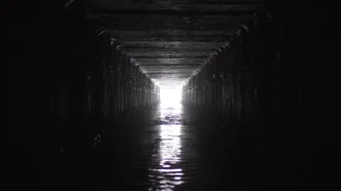 Exit from the drainage sewage rectangular tunnel.Timelapse 스톡 동영상 149239958