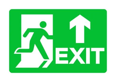 Exit Emergency Green Sign Isolate On White Background,Vector Illustration EPS Stock Illustration