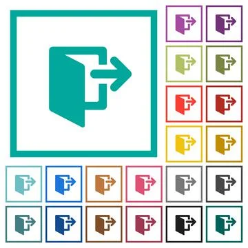 Exit flat color icons with quadrant frames イラスト素材