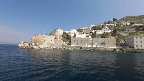 Exit harbor of Hydra island Stock Footage 74095340