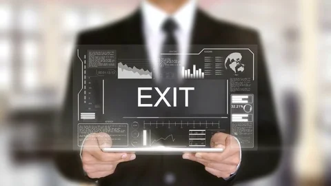 Exit, Hologram Futuristic Interface, Augmented Virtual Reality Stock Footage 77122554