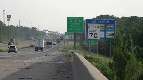 Exit I-95 Brunswick Jekyll Island Georgia Highway 4K Video stock 209332979
