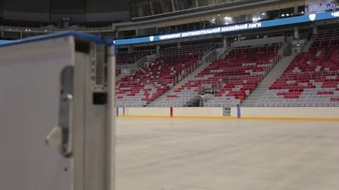 Exit on the ice, arena ice before pouring Stock Footage 73048041