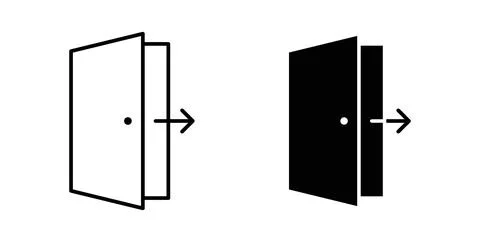Exit icon collection in black, Line icons, flat symbols イラスト素材