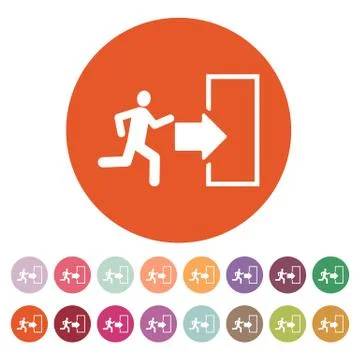 The exit icon. Emergency Exit symbol. Flat Stock Illustration