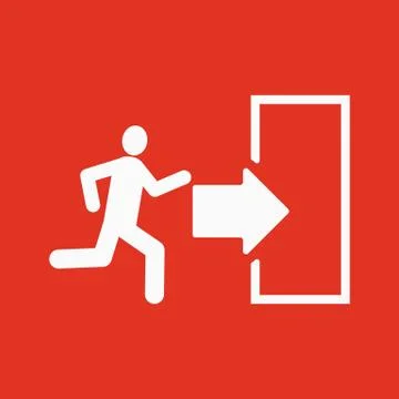 The exit icon. Emergency Exit symbol. Flat Stock Illustration