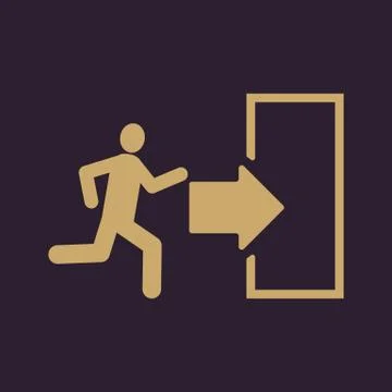 The exit icon. Emergency Exit symbol. Flat Stock Illustration
