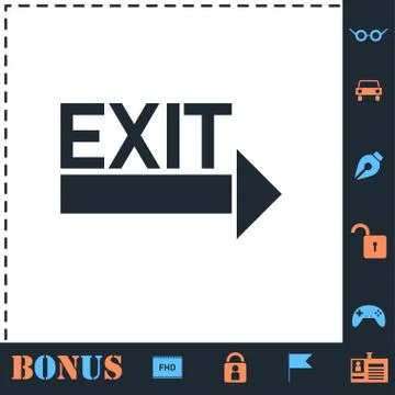 Exit icon flat Stock Illustration