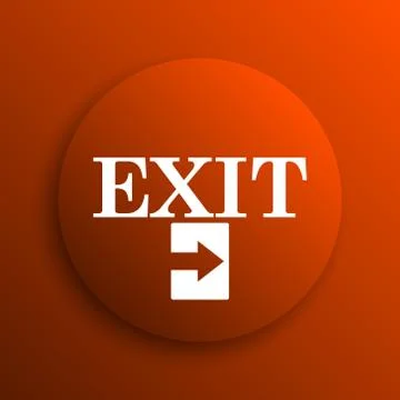 Exit icon. Internet button on orange background. Illustrazione stock