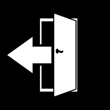 The exit icon. Logout and output, outlet, out symbol. Flat Stock Illustration
