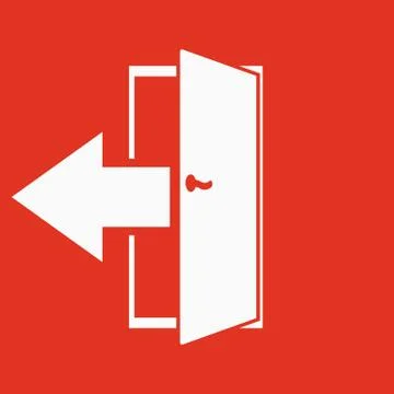 The exit icon. Logout and output, outlet, out symbol. Flat Stock Illustration