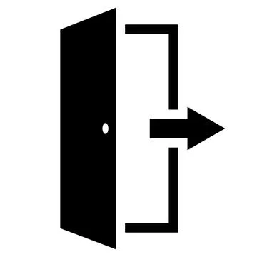 Exit icon, open doors arrow to the outside, emergency exit from the room Stock Illustration