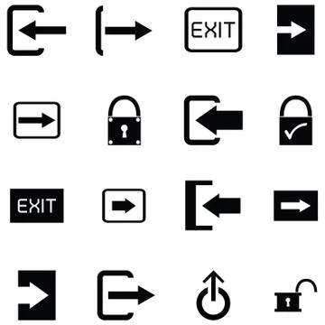 Exit icon set Stock Illustration