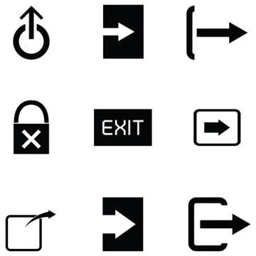 Exit icon set Stock Illustration