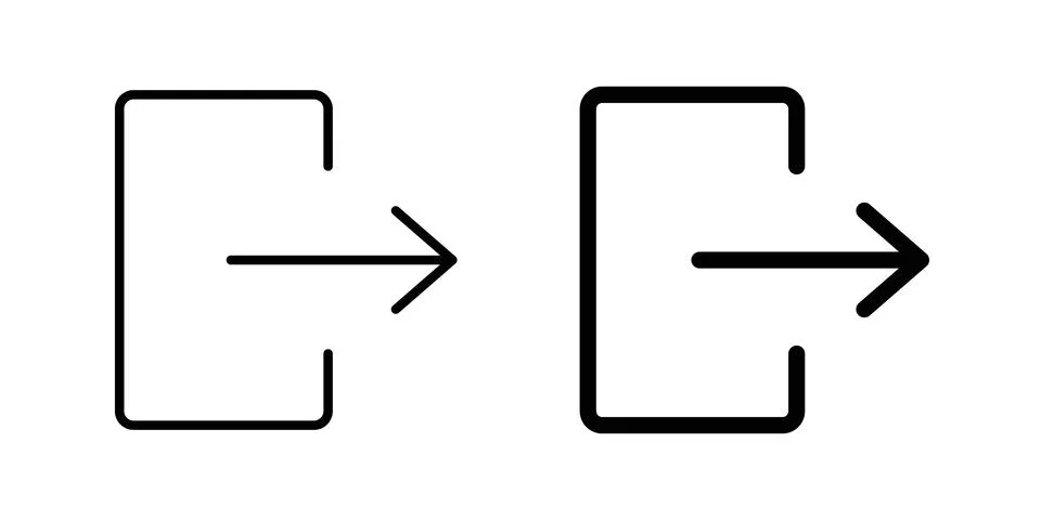 Exit icon solid, line, and editable vector set. Illustrazione stock