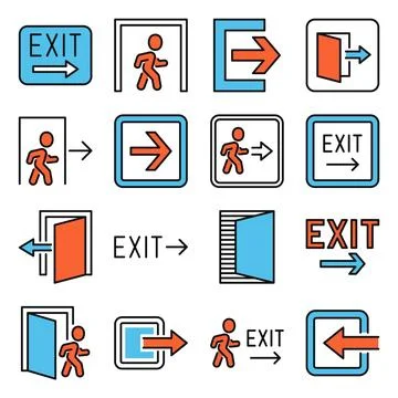 Exit Icons Set on White Background. Vector 库存插图