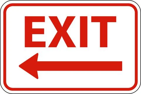 Exit Left Arrow Sign On White Background Stock Illustration