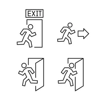 Exit line icons set, vector simple black illustration Stock Illustration