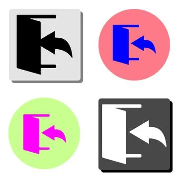 Exit. Logout and output, outlet, out. flat vector icon Illustrazione stock