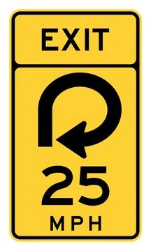 Exit loop ramp speed sign, W13-6, US road sign Stock Illustration