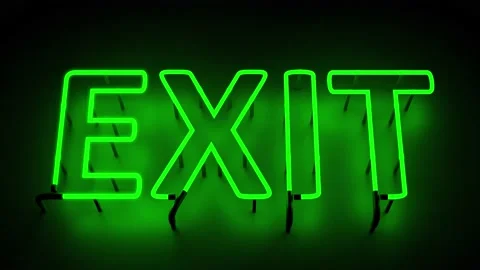 Exit neon sign blinking in the dark Video stock 163463946