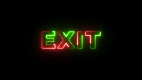 Exit Neon Text advertisement promo animation video with dark background . High-q Stock Footage 295978041