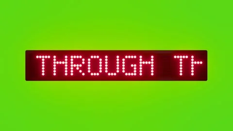 EXIT ONLY THROUGH THE REAR DOOR Scrolling Red Dot Matrix LED Text Animation on Stock Footage 317365137