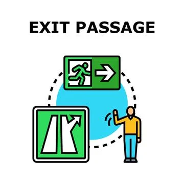 Exit passage and emergency wayfinding concept Stock Illustration
