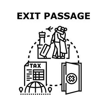 Exit passage concept showing international relocation and taxation Stock Illustration