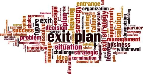 Exit plan word cloud Stock Illustration
