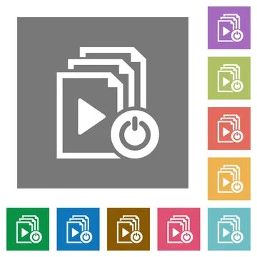 Exit from playlist square flat icons Stock Illustration