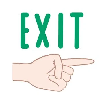 Exit. Pointer. Pointer finger. Vector color sketch in cartoon style. Vector h Stock Illustration