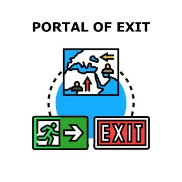 Exit portal concept with destination map Stock Illustration